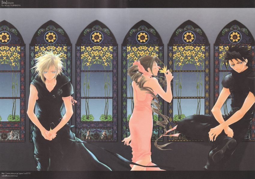 advent_children aerith_gainsborough akizuki_ryou cloud_strife final_fantasy final_fantasy_vii zack_fair