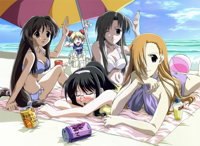 bikini happy_lesson ichimonji_mutsuki nanakorobi_fumitsuki sanzein_yayoi shitenno_uzuki swimsuits yazakura_hazuki