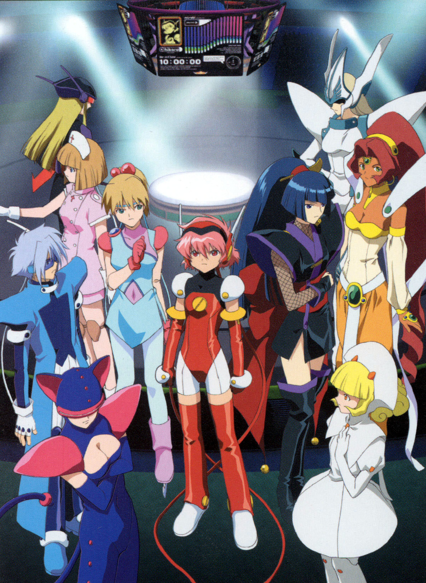 angelic_layer athena athena_(angelic_layer) black_hair blanche blonde_hair blue_hair brown_hair green_eyes highres hikaru hikaru_(angelic_layer) nurse pink_hair purple_eyes ranga ranga_(angelic_layer) red_eyes scan suzuka suzuka_(angelic_layer) wizard yellow_eyes