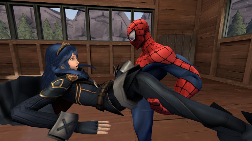 3d blue_hair cowman crossover eastern_and_western_character female fire_emblem fire_emblem_awakening garry's_mod human lucina_(fire_emblem) male marvel peter_parker spider-man spider-man_(series) straight straight_hair