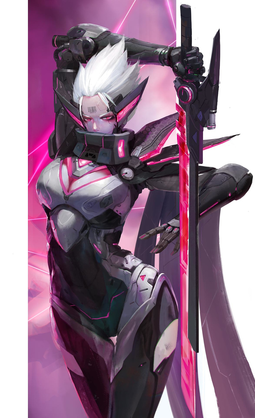 bodysuit female fiora_laurent highres league_of_legends mu_ye_jun solo sword