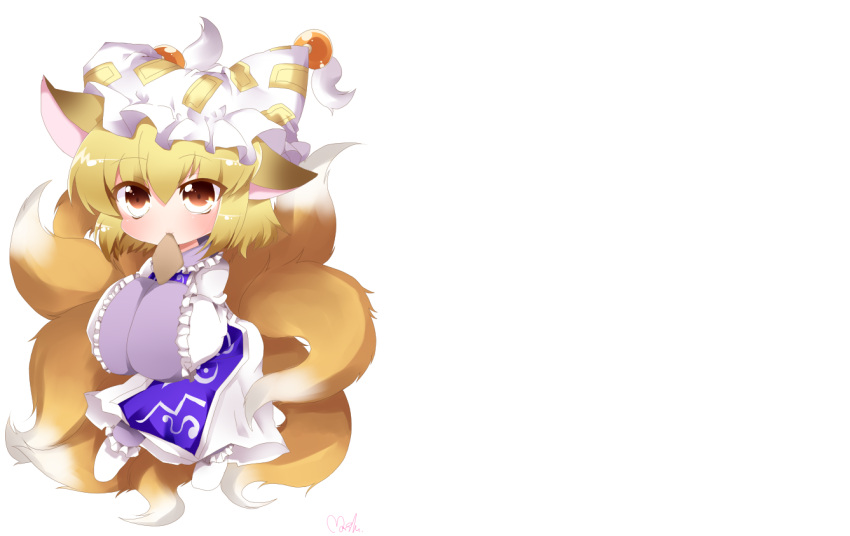 animal_ears blonde_hair foxgirl long_hair mushimaro photoshop touhou white yakumo_ran