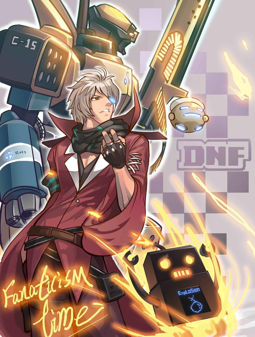 big_gun dungeon_and_fighter dungeon_fighter_online eye_piece fingerless_gloves gloves gunner gunner_(dungeon_and_fighter) highres jacket mecha mechanic robot scarf tempester