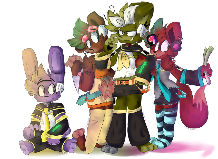 absurd_res alpha_channel animatronic anthro bear bonnie_(fnaf) canid canine caramelcraze five_nights_at_freddy's five_nights_at_freddy's_3 fox foxy_(fnaf) freddy_(fnaf) group hatsune_miku hi_res kagamine_len kagamine_rin lagomorph leporid machine male mammal megpoid_gumi rabbit robot scottgames simple_background springtrap_(fnaf) vocaloid