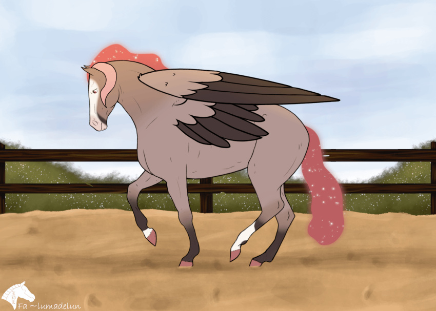 animated equid equine female feral horn horse lumadelun mammal moving mythological_creature mythological_equine mythology pegasus piaffe pony rosea_rosa short_playtime solo trotting unicorn walking wings