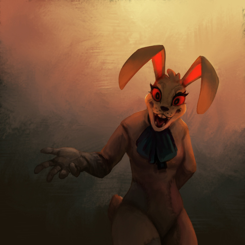 anthro bow_tie breasts creepy female five_nights_at_freddy's five_nights_at_freddy's:_security_breach hi_res holding_out_hand lagomorph leporid looking_at_viewer mammal rabbit red_sclera solo ss0v3l teeth tools vanny_(fnaf) video_games white_body