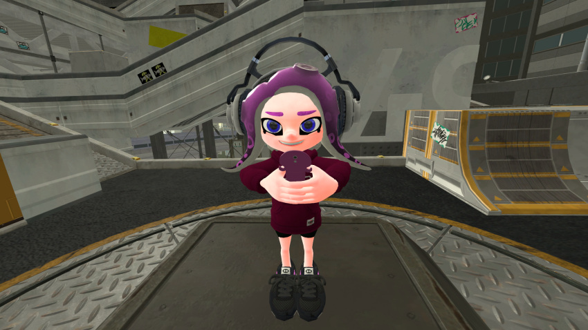 3d_(artwork) blue_eyes cephalopod clothing digital_media_(artwork) electronics female footwear headphones hi_res hoodie hybrid inkling marine mollusk nintendo octarian octoling phone purple_tentacles shoes solo source_filmmaker_(artwork) splatoon sylv_ink_(artist) sylv_ink_(character) tentacle topwear