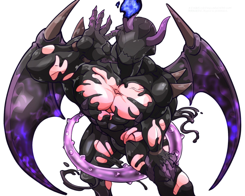 5:4 abs hi_res horn lifewonders liquid_latex looking_at_viewer male membrane_(anatomy) membranous_wings monster muscular muscular_male nightgaunt pecs pyc6zncwf9uvnpf quads simple_background solo tentacle tokyo_afterschool_summoners white_background wings