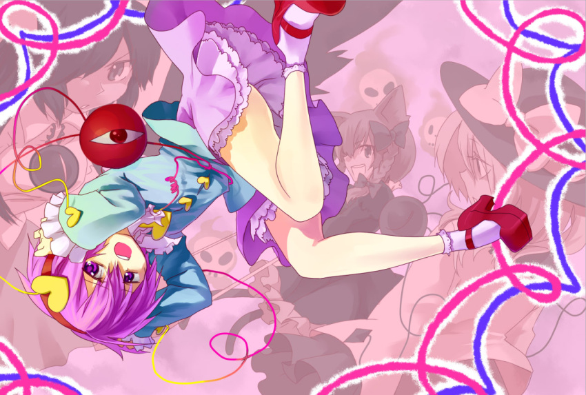 4girls bad_id bad_pixiv_id eyeball hairband heart kaenbyou_rin komeiji_koishi komeiji_satori multiple_girls photoshop_(medium) purple_eyes purple_hair reiuji_utsuho short_hair third_eye touhou zanunoneko