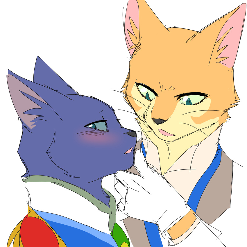 1:1 akiya-kamikawa baron_humbert_von_gikkingen beckoning blush clothing domestic_cat duo felid feline felis flirting gentleman gesture ghibli gloves handwear hi_res kemono male male/male mammal prince prince_lune royalty the_cat_returns tsundere