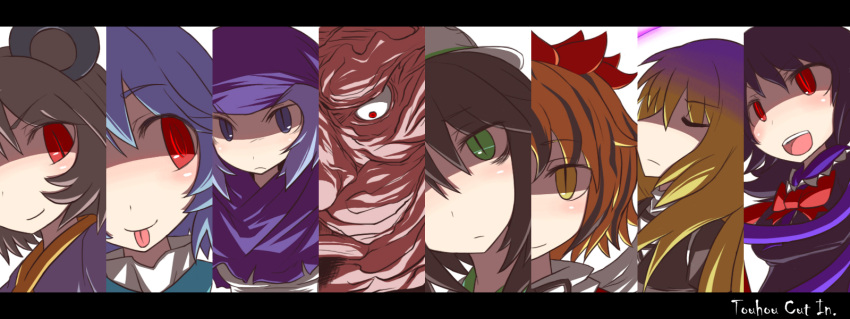 6+girls :p animal_ears bad_id bad_pixiv_id closed_eyes column_lineup commentary_request cut-in disgaea disgaea_team_attack everyone hakika highres hijiri_byakuren houjuu_nue kumoi_ichirin mouse_ears multiple_girls murasa_minamitsu nazrin parody slit_pupils split_crop tatara_kogasa tongue tongue_out toramaru_shou touhou undefined_fantastic_object unzan