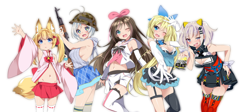 a.i._channel dennou_shoujo_youtuber_shiro group kaguya_luna kaguya_luna_(character) kemomimi_vr_channel kizuna_a.i. mirai_akari mirai_akari_project nekomasu_(kemomimi_vr_channel) shiro_(dennou_shoujo_youtuber_shiro) tagme_(artist)