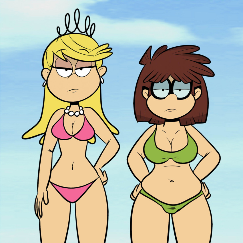 2girls bikini breasts cleavage eyeshadow female_only lisa_loud lola_loud older plump scobionicle99 sisters straight_hair the_loud_house