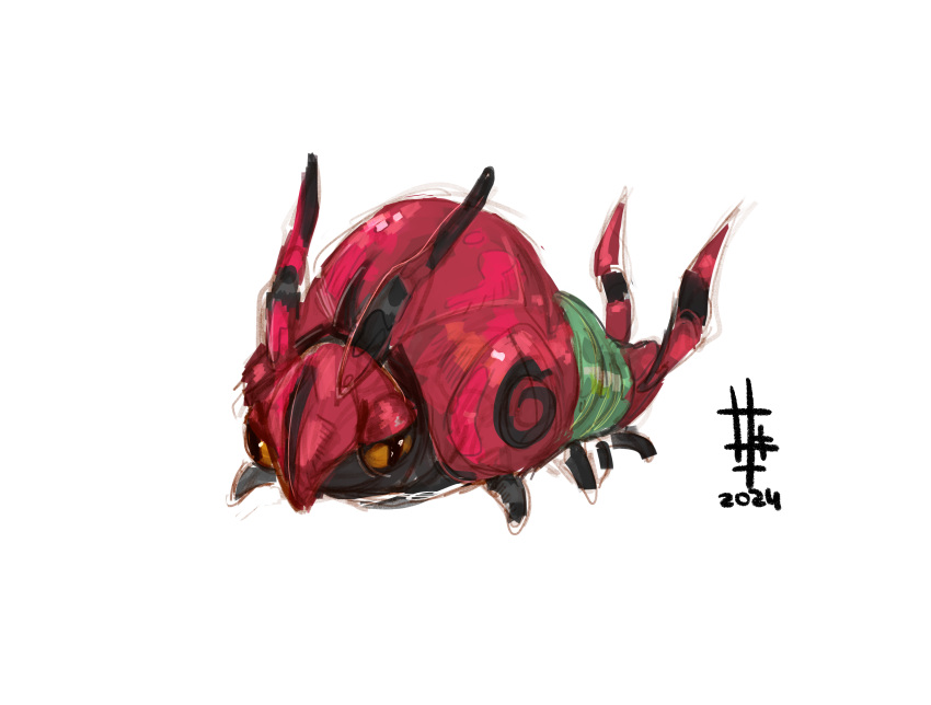 absurd_res arthropod chibi chonk drawing feral generation5 generation5pokemon generation_5_pokemon glistening hi_res horn mrlamanstin nintendo pokemon pokemon_(species) scolipede solo venipede