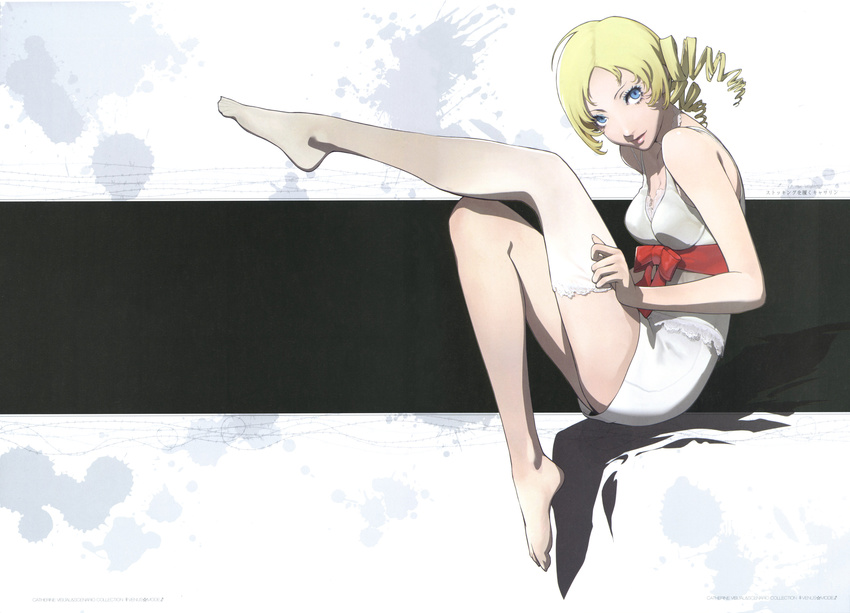 bra catherine_(character) catherine_(game) cleavage feet soejima_shigenori thighhighs