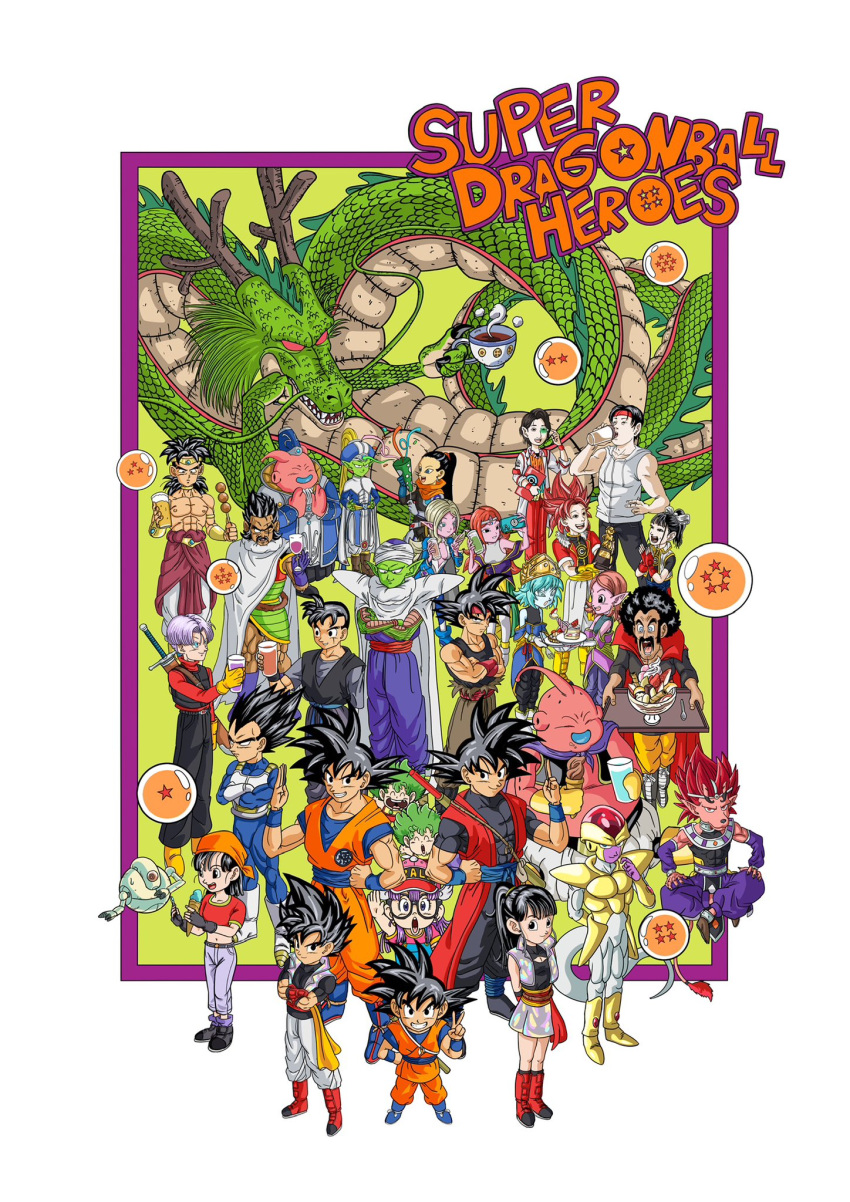 6+boys 6+girls aeos_(dragon_ball) alcohol android aurora_(dragon_ball) bald bardock bardock_(xeno) beat_(dragon_ball) beer black_eyes black_hair border breasts broly_(dragon_ball_z) cake cake_slice caser_(dragon_ball) character_request chronoa cleavage cleavage_cutout closed_eyes clothing_cutout colored_skin copyright_name covered_pectorals crossover cup dark-skinned_male dark_skin demon_girl dougi dr._slump dragon dragon_ball dragon_ball_(object) dragon_ball_heroes drinking_glass dual_persona earrings eastern_dragon everyone facial_hair fat_buu food fork froze_(dragon_ball) furry furry_male giru_(dragon_ball) glasses hashtag-only_commentary highres holding holding_cup holding_food holding_fork holding_ice_cream ice_cream ice_cream_cone jewelry kaioushin lolicon majin_buu maju_(lthe2001) missing_eye missing_limb mr._satan multiple_boys multiple_girls muscular muscular_male namekian nimu_(dragon_ball) norimaki_arale norimaki_gajira note_(dragon_ball) pan_(dragon_ball) paragus_(dragon_ball_z) piccolo pink_skin pointy_ears potara_earrings real_life red_hair ruyi_jingu_bang saiyan scar scar_on_face seeker_(dragon_ball) shenron_(dragon_ball) son_gohan son_gohan_(future) son_gohan_(future)_(xeno) son_goku son_goku_(xeno) sundae time_paradox trophy trunks_(dragon_ball) trunks_(future)_(dragon_ball) trunks_(future)_(xeno)_(dragon_ball) vegeta wairu white_border wine_glass yoshito-kun