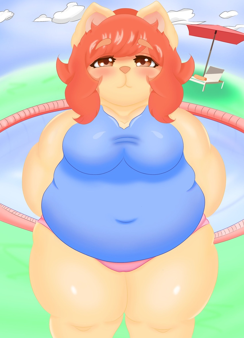 adolescent ass bear belly big_belly big_breasts big_butt breasts camera chubby_cheeks emiko_chan female hi_res huge_thighs male mammal obese overweight poolside slightly_chubby slightly_chubby_female slightly_chubby_male solo spike_san sumiko_chan thick_thighs wide_hips young