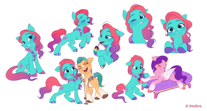 absurd_res earth_pony equid equine female feral gradient_hair gradient_tail green_eyes group hair hasbro hi_res hitch_trailblazer_(mlp) hooves horse imalou jazz_hooves_(mlp) male mammal mlp_g5 my_little_pony mythological_creature mythological_equine mythology pegasus pipp_petals_(mlp) pony purple_hair trio wings