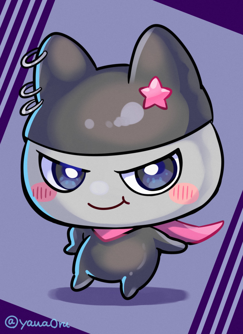 blush blush_lines clothed clothing hat headgear headwear hi_res kuromametchi male piercing scarf smile solo tamagotchi yawaoru