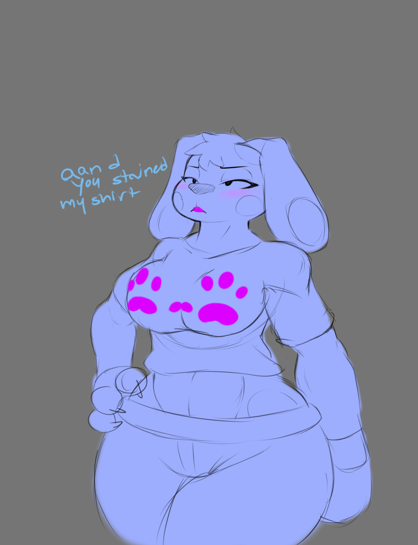 2016 absurd_res anthro blue's_clues blue_(blue's_clues) blush canid canine canis curvy_figure domestic_dog english_text female hi_res jaynatorburudragon mammal nickelodeon solo text thick_thighs voluptuous wide_hips