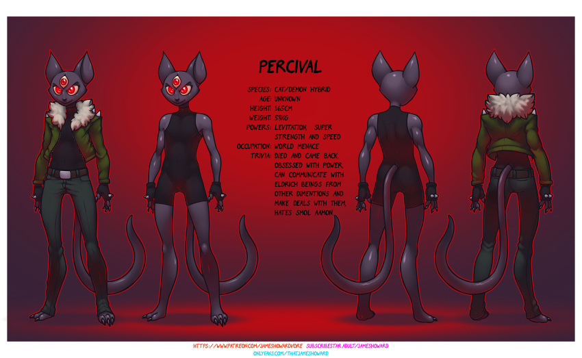 anthro demon domestic_cat felid feline felis hi_res james_howard male mammal percival_(james_howard) solo text url