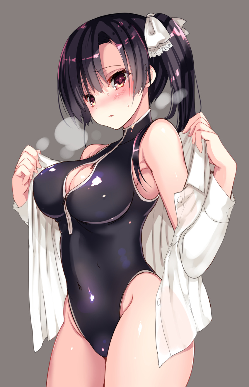 cleavage dress_shirt gakkou_de_seishun! jinno_shiori open_shirt possible_duplicate sanshoku_amido see_through swimsuits undressing