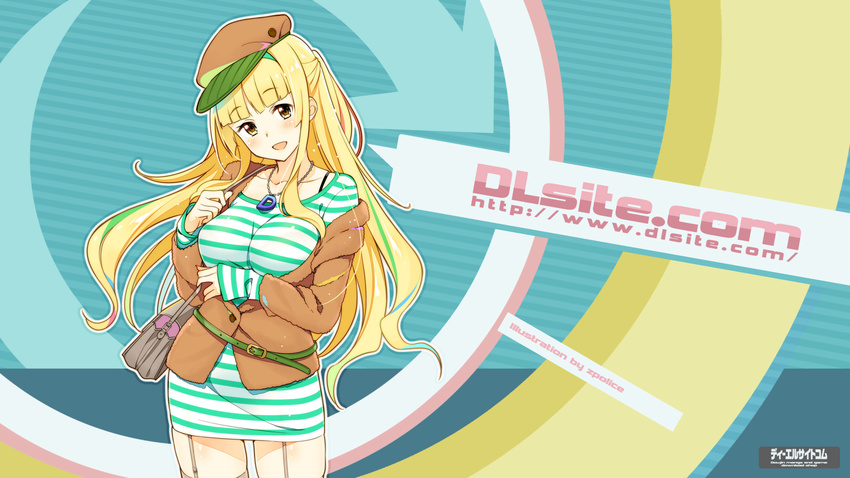 aliasing blonde_hair breasts dille_blood dlsite.com dress garter_belt hat headband long_hair necklace yellow_eyes zpolice