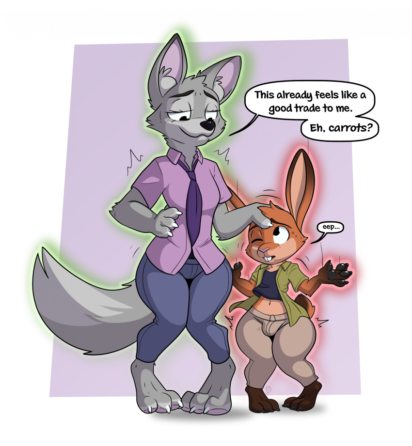 absurd_res alternate_species anthro ass big_butt body_swap canid canine disney duo eipieipie english_text female feral fox growing hi_res hopps hybrid intersex intersex/male judy_hopps lagomorph leporid male mammal nick_wilde rabbit shrinking size_transformation stealing text transformation zootopia