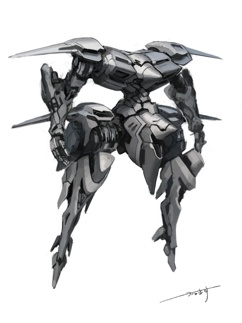 commentary_request highres karamas mecha original robot simple_background solo white_background