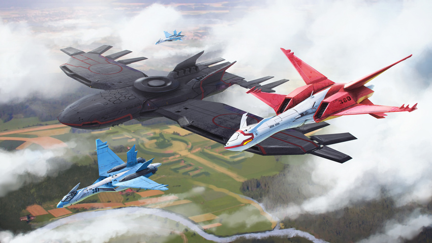 aircraft airplane cloud commentary dekus english_commentary highres jet kyogre latias latios no_humans objectification outdoors photoshop_(medium) pokedex_number pokemon pokemon_(creature) vehicalization vehicle_focus