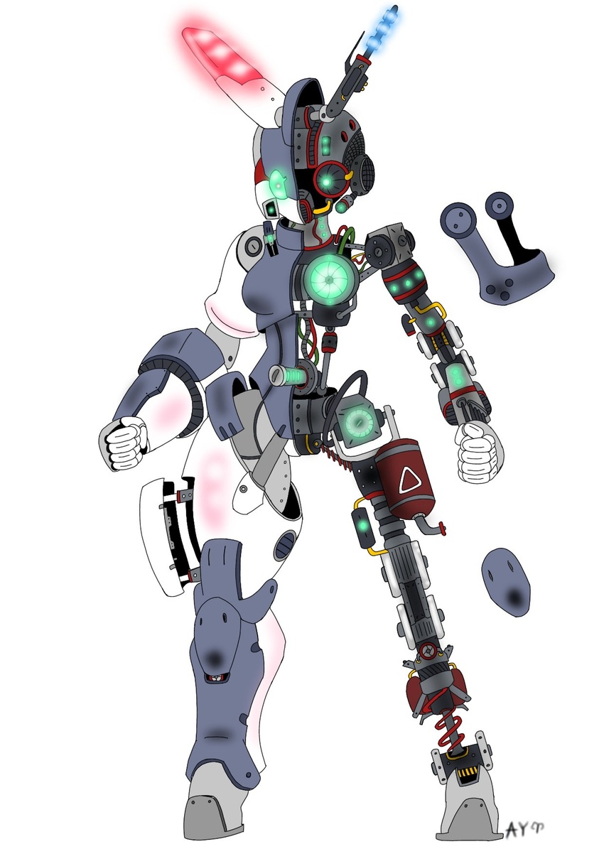 2024 artist_name ay148433 cross_section ear_fins ed-2_(shepherd0821) endoskeleton exposed_endoskeleton female fin full-length_portrait gas_tank generator glowing glowing_eyes green_eyes hi_res hooves humanoid hydraulics machine modern_mogal mouthless piston police police_lights portrait robot robot_humanoid screw_navel shaded simple_background solo spring technical_illustration thick_thighs white_background wire