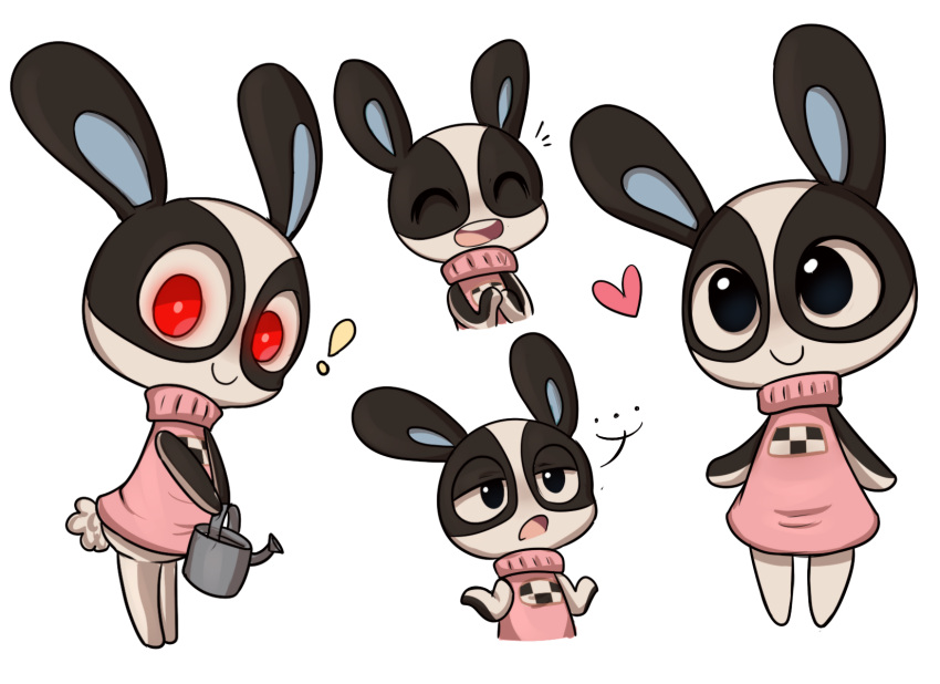 alpha_channel animal_crossing anthro black_body black_fur closed_eyes clothing dotty_(animal_crossing) exclamation_point female fur gesture heart_symbol hi_res lagomorph leporid looking_at_viewer mammal multicolored_body multicolored_fur narrowed_eyes nintendo open_mouth rabbit red_eyes shrug simple_background smile solo standing sweater teeth topwear transparent_background two_tone_body two_tone_fur watering_can white_body white_fur whoopie-crossing yume_nikki