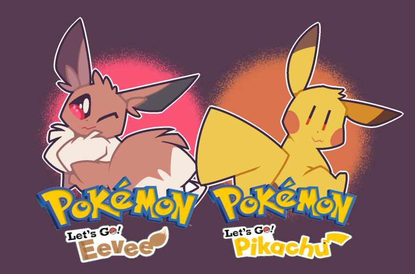 ambiguous_gender canid canine duo eevee english_text fluffy fur generation_1_pokemon grin hair hi_res mammal multicolored_hair nintendo partner_eevee partner_pikachu pikachu pokemon pokemon:_let's_go pokemon_(species) razzlespup rodent smile suikuzu text