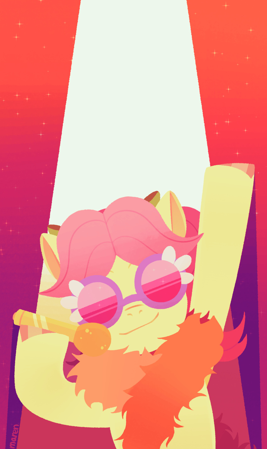 absurd_res earth_pony electronics equid equine eyewear feather_boa female feral hair hasbro hi_res horse mammal marenlicious microphone mlp_g5 my_little_pony pink_hair pony posey_(g5) solo spotlight sunglasses