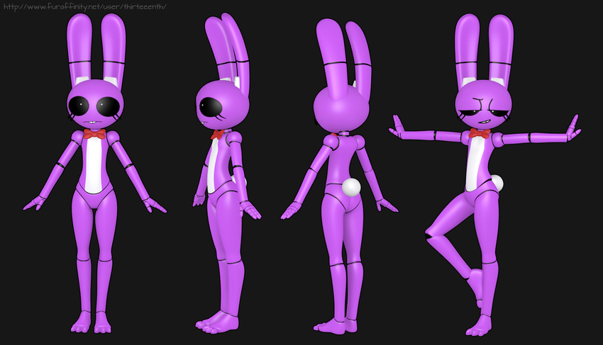 3d_(artwork) animatronic anthro bonnie_(fnaf) bow_(feature) bow_tie digital_media_(artwork) female five_nights_at_freddy's hi_res lagomorph leporid machine mammal mtf_crossgender rabbit robot rule_63 scottgames simple_background solo the_weaver thirteeenth weaver_bonnie