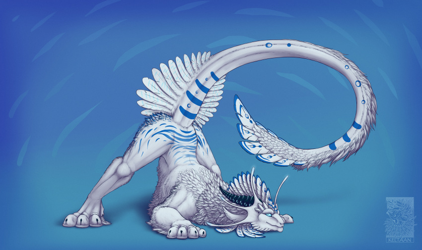 2021 4_toes ass_up blue_eyes daiman_night_dragon_(keltaan) digital_media_(artwork) dragon feathered_dragon feathered_scalie feathered_wings feathers feet female feral fur furred_dragon furred_scalie hi_res horn jack-o'_pose keltaan mythological_creature mythological_scalie mythology no'oranden paws pose scalie smile solo tail toes wingless_dragon wings