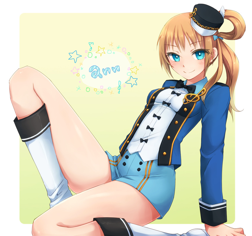 bad_id bad_pixiv_id blonde_hair blue_eyes boots female fukuhara_ann hat highres long_hair mironomeo photoshop_(medium) pretty_rhythm pretty_rhythm_rainbow_live pretty_series side_ponytail smile solo thigh_boots thighhighs