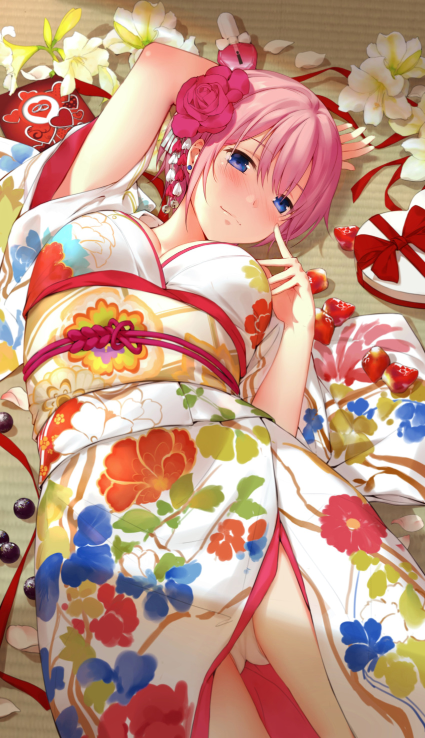 5-toubun_no_hanayome cangkong cleavage kimono nakano_ichika pantsu thighhighs valentine