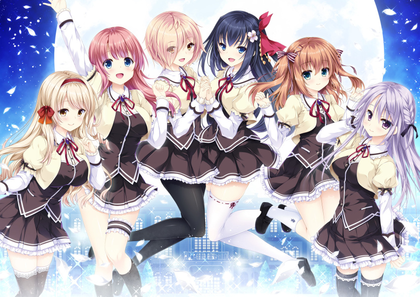 ensemble_(company) fujisaki_nagisa garter kurasawa_moko mizuki_yuuma mutou_kurihito otome_ga_musubu_tsukiyo_no_kirameki pantyhose reizei_shizune sakura_kokoro seifuku sesena_yau shijou_ran shinomori_suzuka thighhighs touya_yuuki trap