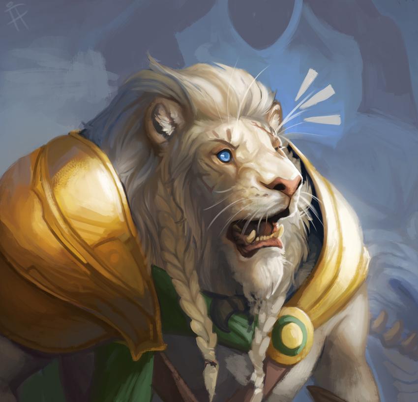 absurd_res ajani_goldmane alradeck anthro armor bar_emanata braided_hair catfolk conditional_dnp emanata felid hair hasbro hi_res leonin magic:_the_gathering male mammal muscular muscular_anthro muscular_male official_art open_mouth pantherine planeswalker reaction_image sharp_teeth solo surprise teeth wide_eyed wizards_of_the_coast