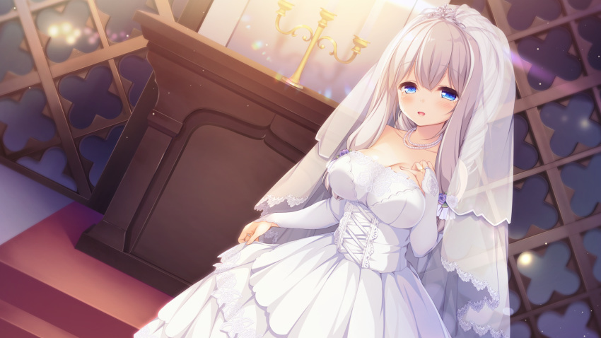 blue_eyes game_cg mikagami_mamizu wedding_attire whirlpool white_hair