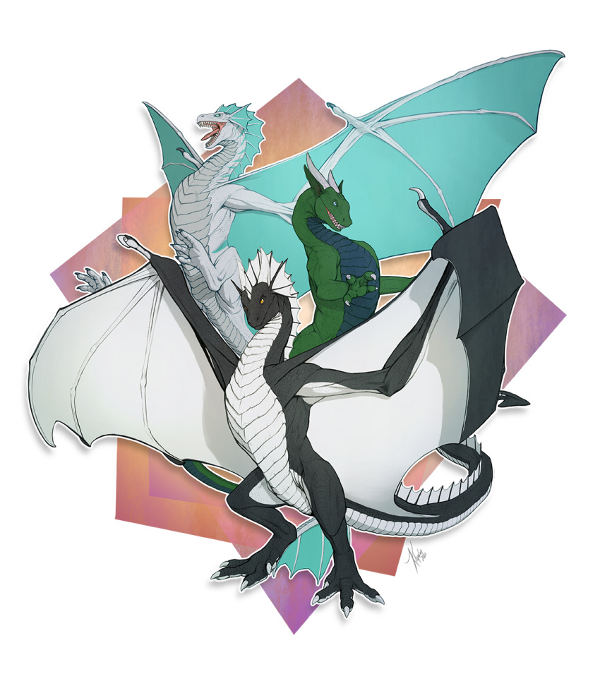 alpha_channel ambiguous_gender black_body black_scales black_wings blue_body blue_eyes blue_frill blue_scales blue_wings dragon ear_frill european_mythology fangs feral frill_(anatomy) green_body green_scales grey_body grey_scales grizzly_(character) group head_crest head_frill hi_res horn khyaber membrane_(anatomy) membranous_wings morghus mythological_creature mythological_scalie mythology neck_frill netherwing_(character) open_mouth pink_tongue pubic_boot scales scalie sharp_teeth signature simple_background tail teeth tongue tongue_out transparent_background western_dragon white_body white_frill white_horn white_scales white_wings wings wyvern yellow_eyes