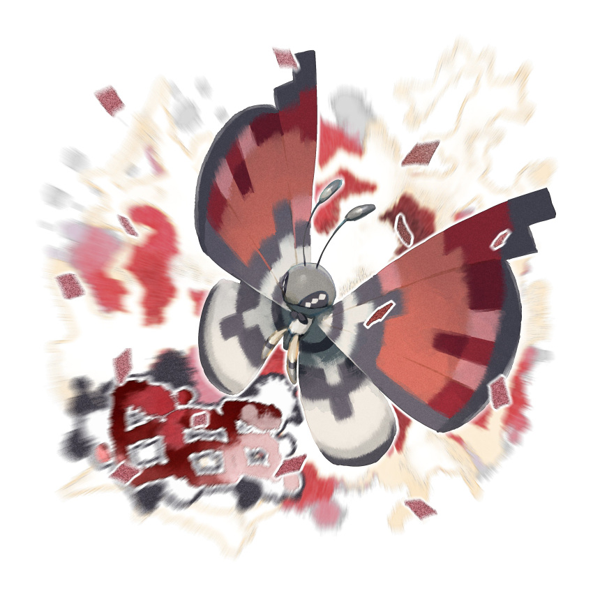 absurdres blurry bug butterfly closed_mouth e_volution full_body highres no_humans outline pokemon pokemon_(creature) solo vivillon vivillon_(poke_ball)