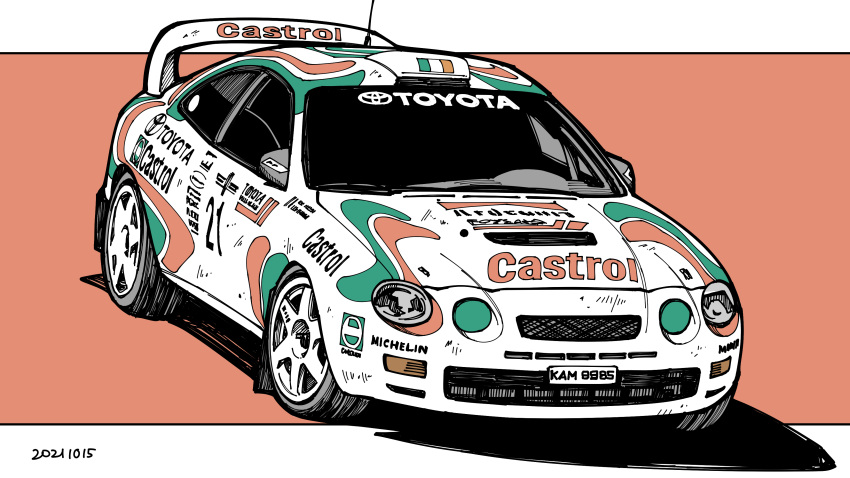 absurdres car headlight highres motor_vehicle no_humans original race_vehicle racecar radio_antenna rally_car shadow solo spoiler_(automobile) sports_car toyota toyota_celica toyota_celica_t200 vehicle_focus world_rally_championship yuh_7929