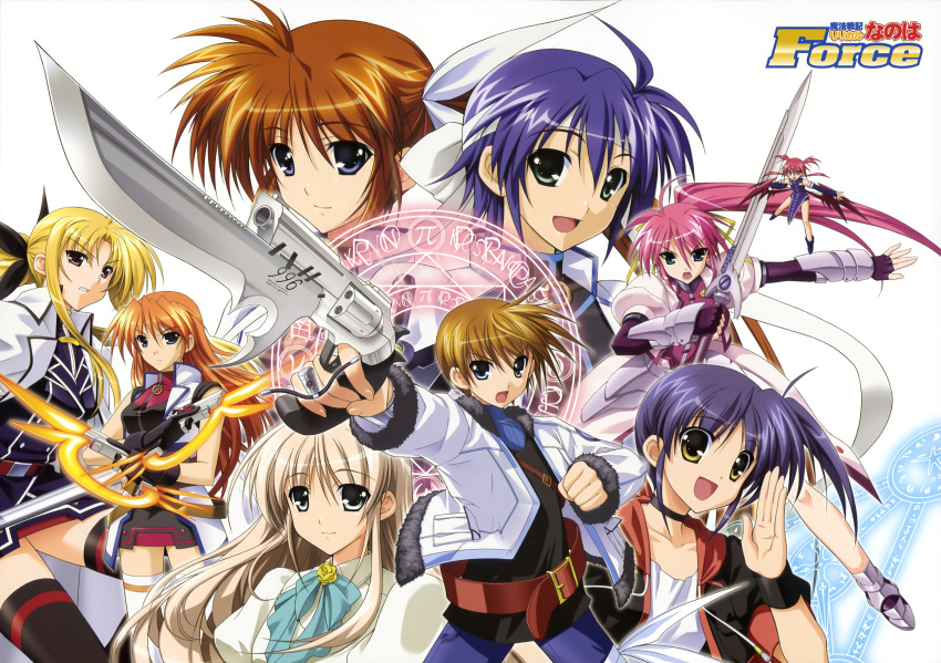 agito fate_testarossa gun isis_eaglet lily_strosek mahou_senki_lyrical_nanoha_force mahou_shoujo_lyrical_nanoha signum subaru_nakajima sword takamachi_nanoha teana_lanster tohma_avenir