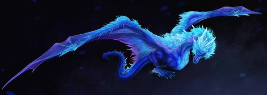 2021 ambiguous_gender auroth_the_winter_wyvern blue_hair digital_media_(artwork) dota dragon european_mythology feral hair hi_res horn isvoc mythological_creature mythological_scalie mythology scalie solo tail western_dragon wyvern