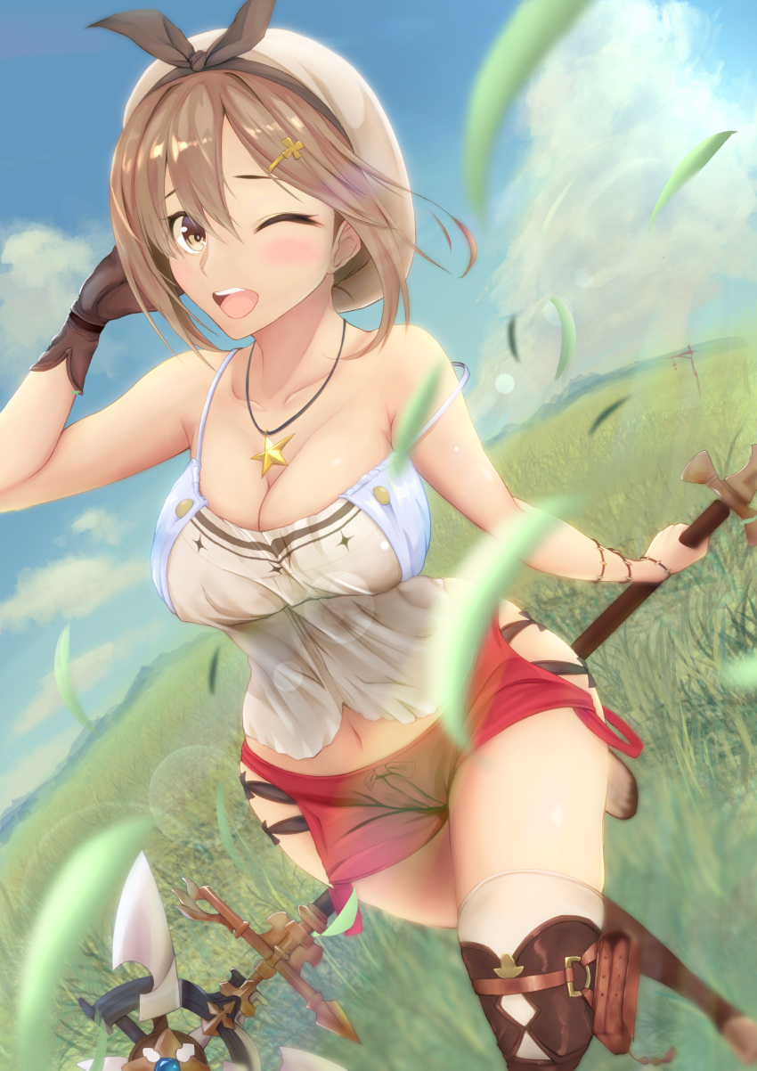 atelier_ryza cleavage reisalin_stout spekkio36 thighhighs weapon