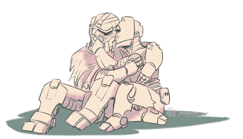 2021 alpha_channel armor bionicle blush closed_eyes digital_drawing_(artwork) digital_media_(artwork) duo female fingers hand_on_cheek hand_on_head hewkii holding_each_other hug humanoid jenareuter kissing lego machine macku male male/female mask matoran not_furry robot romantic romantic_couple signature simple_background sitting text toa transparent_background