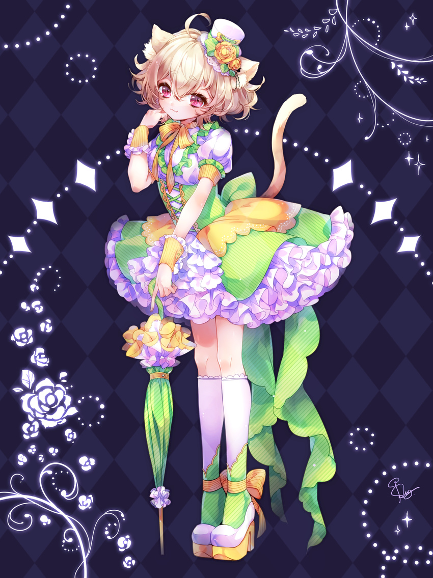 animal_ears dress heels nekomimi shimogu tail umbrella