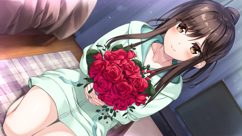 flowers futagawa_haru game_cg hibiki_works hoodie oryou pajamas re_cation_~melty_healing~ rose